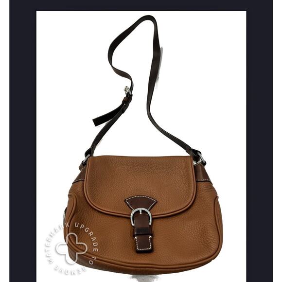 Dooney & Bourke Handbags - Dooney & Bourke tan saddle slim flap bag All-Weather Leather EXCELLENT COND